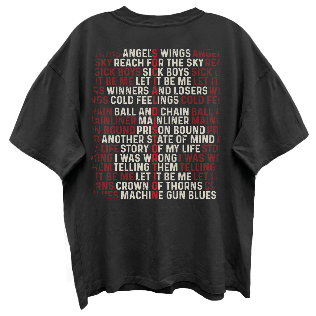 SOCIAL DISTORTION SKELLY SONG TITLE FRT/BACK VINTAGE BLACK T-SHIRT/GIANT VINTAGE