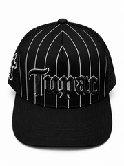Tupac
3D/Flat Embroidery with
Zig Zag Contrast Stitch Black 5 Panel Trucker Hat