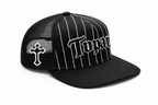 Tupac
3D/Flat Embroidery with
Zig Zag Contrast Stitch Black 5 Panel Trucker Hat
