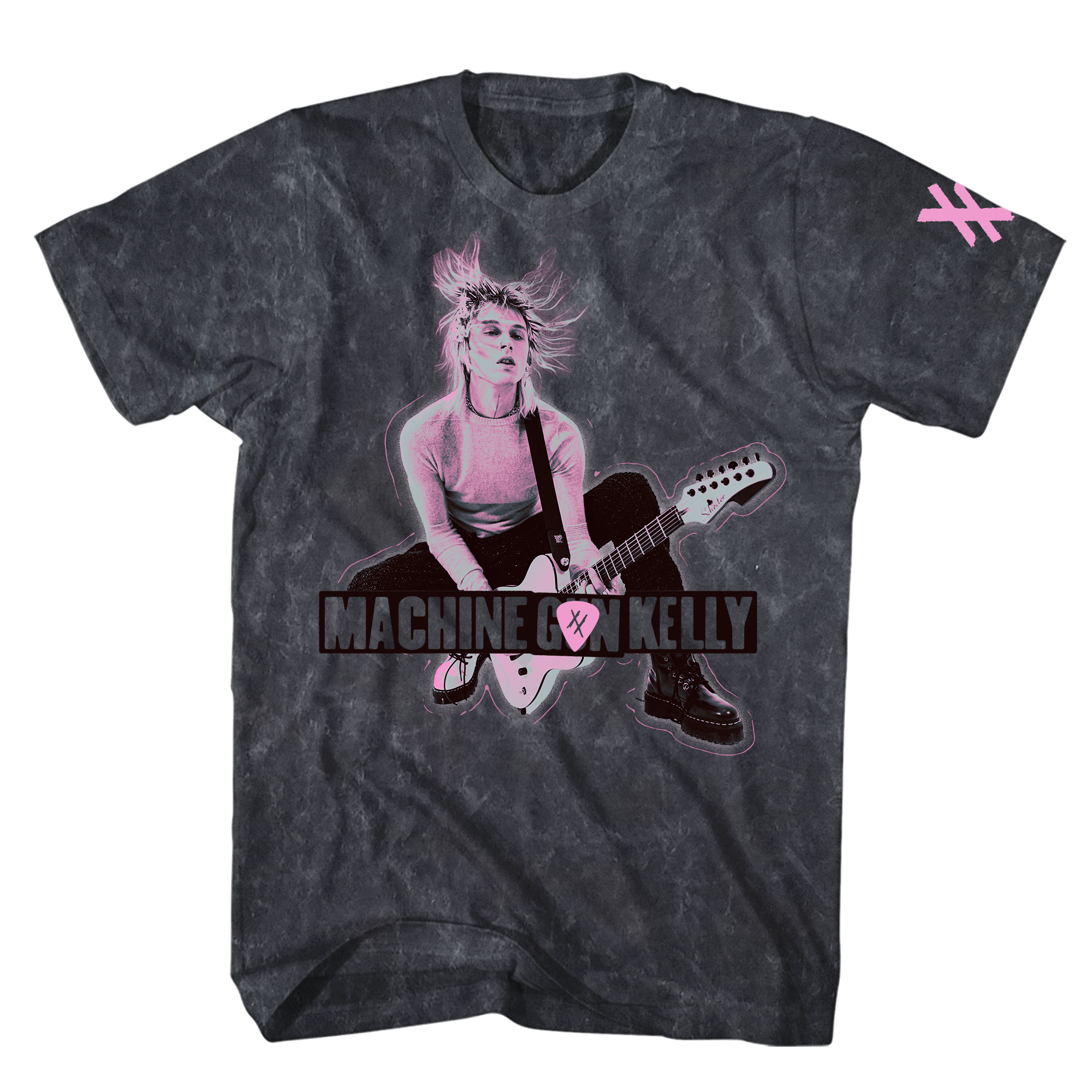 MACHINE GUN KELLY GUITAR PHOTO BLACK MINERAL WASH TEE