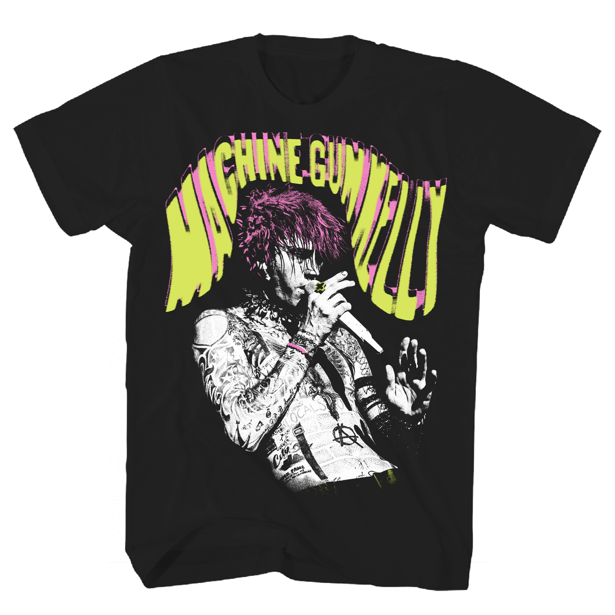 MACHINE GUN KELLY SINGING PHOTO BLACK TEE