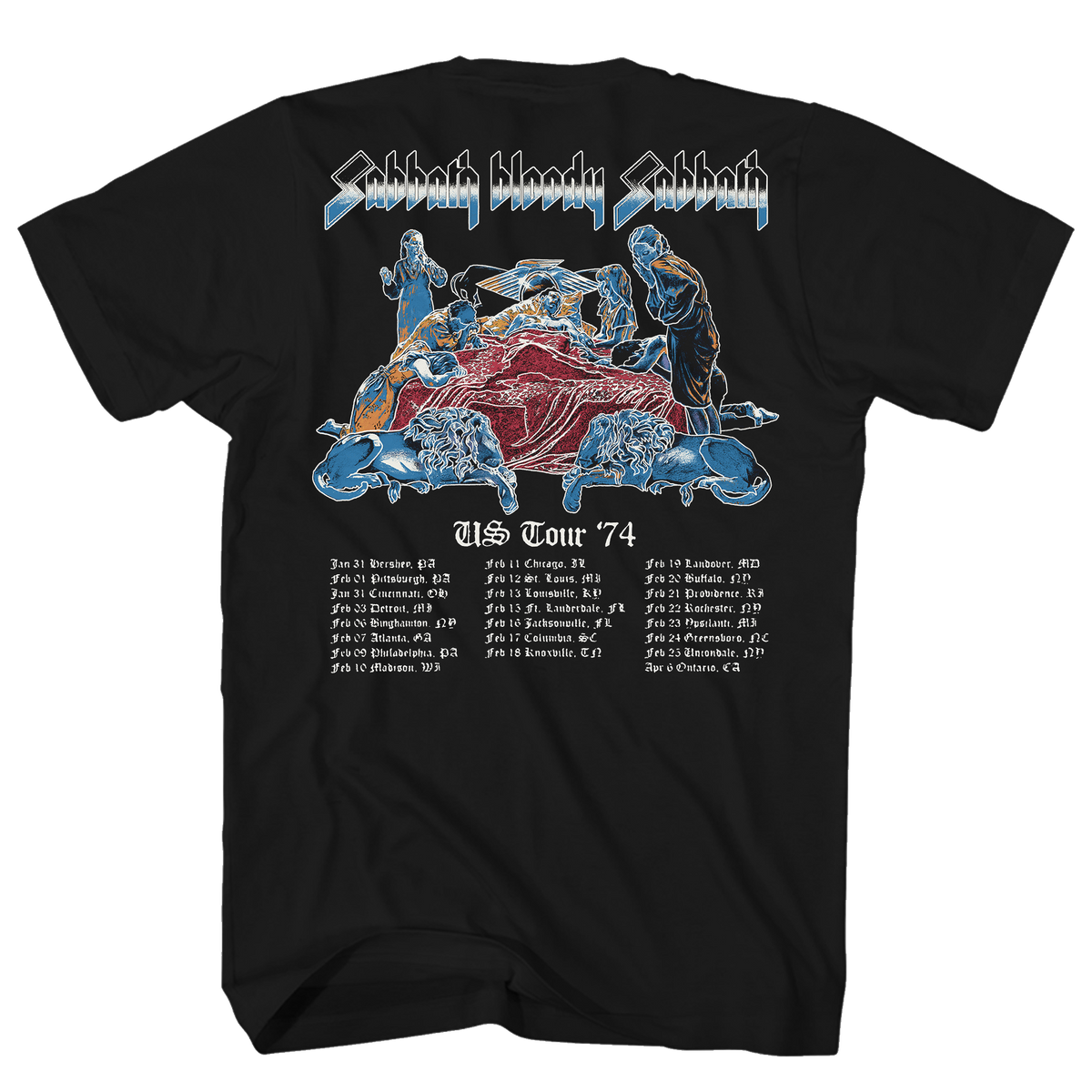 BLACK SABBATH BLOODY SABBATH US TOUR 74 FRT/BACK BLACK T-SHIRT