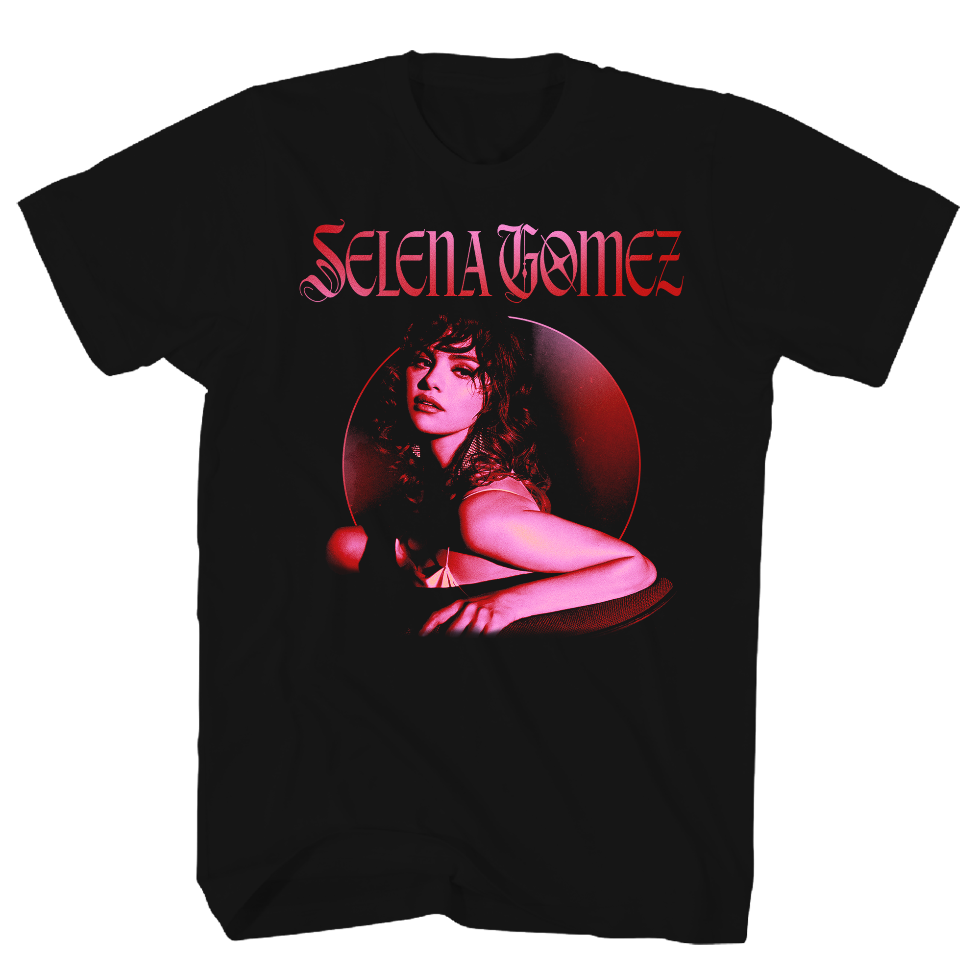 SELENA GOMEZ PHOTO CIRCLE FRAM BLACK TEE