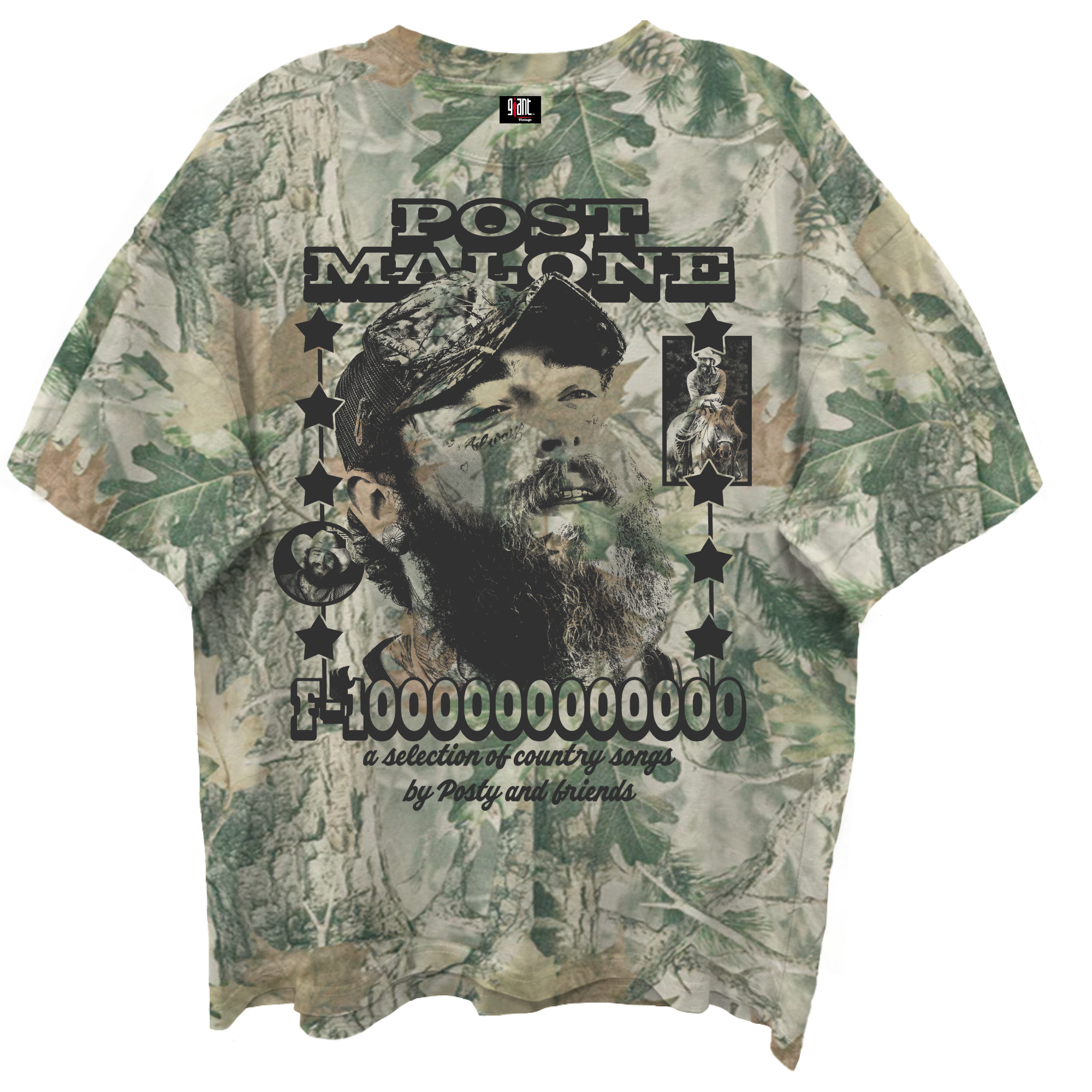 POST MALONE F-1 WOODLAND CAMO T-SHIRT/GIANT VINTAGE/S