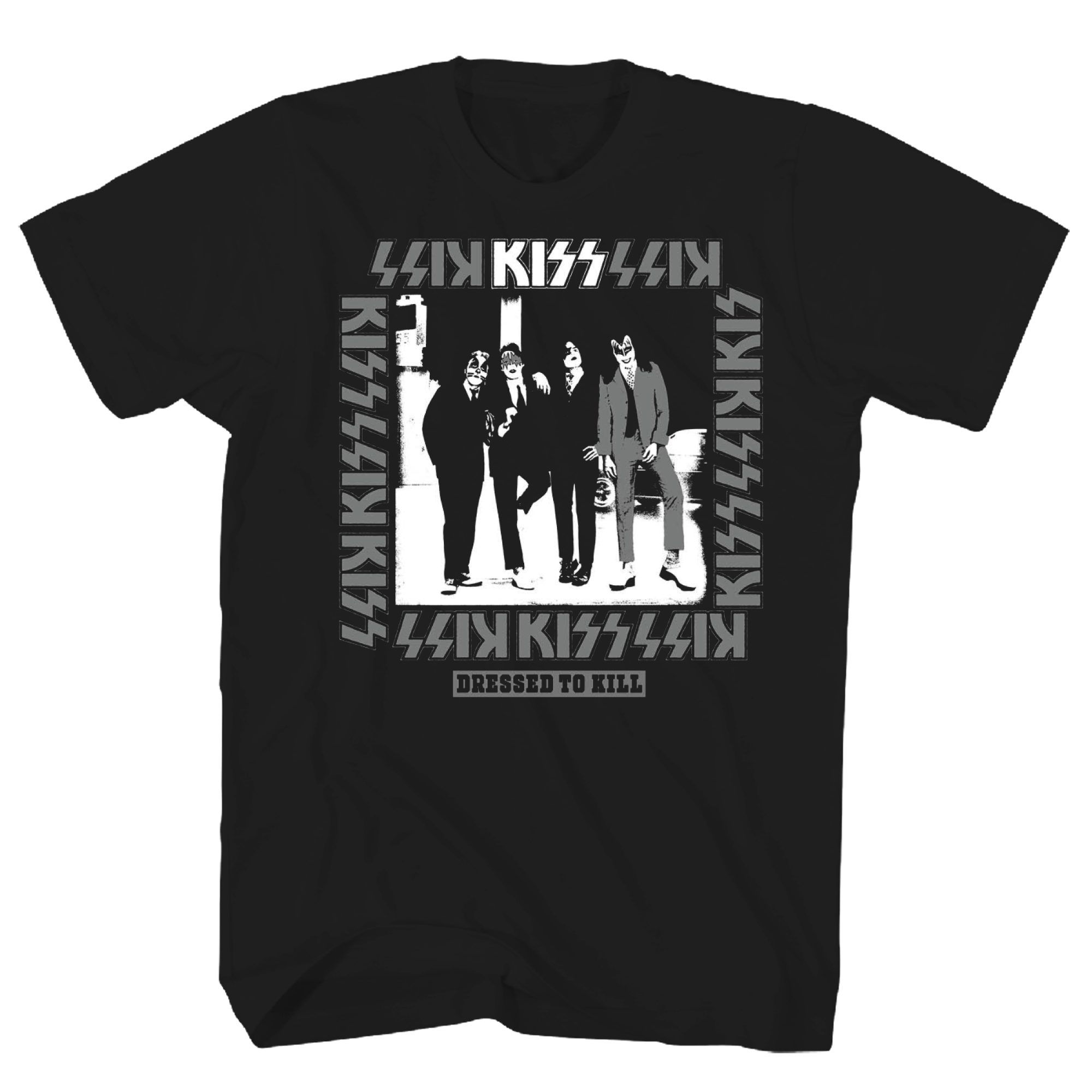 KISS DRESSED TO KILL PINK PHOTO IMAGE BLACK TEE