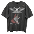 AEROSMITH GUITAR WINGS VINTAGE BLACK ENZYME WASH T-SHIRT/GIANT VINTAGE