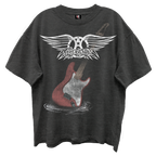 AEROSMITH GUITAR WINGS VINTAGE BLACK ENZYME WASH T-SHIRT/GIANT VINTAGE