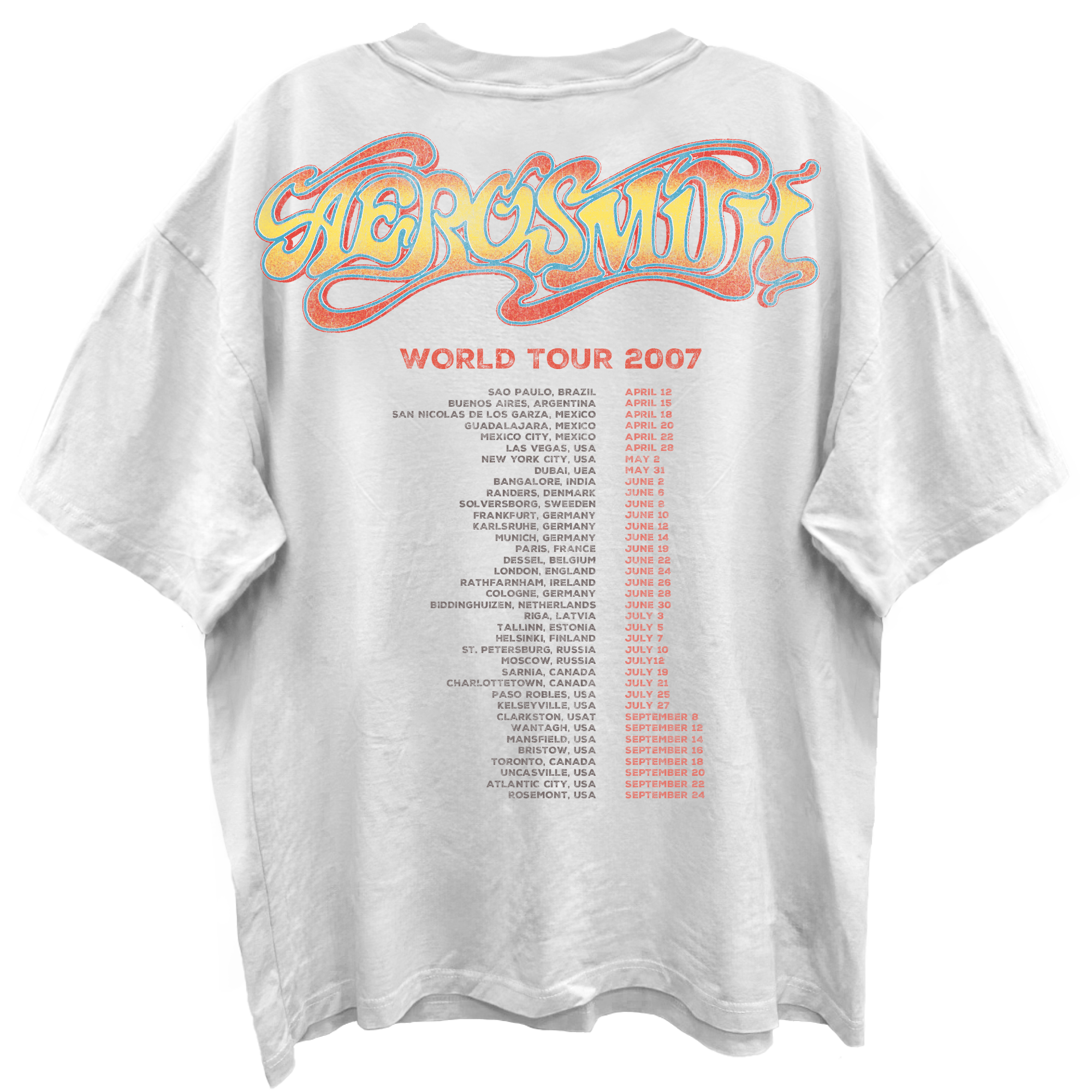 AEROSMITH DREAM ON WORLD TOUR BLANC ENZYME WASH WHITE T-SHIRT/GIANT VINTAGE