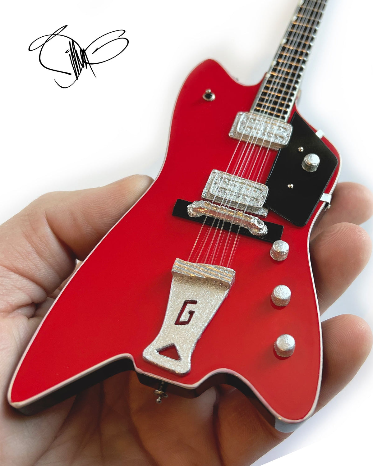 BILLY F GIBBONS SIGNATURE BILLY BO GRETSCH MINIATURE GUITAR MODEL REPLICA COLLECTIBLE