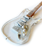LICENSED FENDER' STRAT' SIGNATURE CLEAR ACRYLIC MINI GUITAR