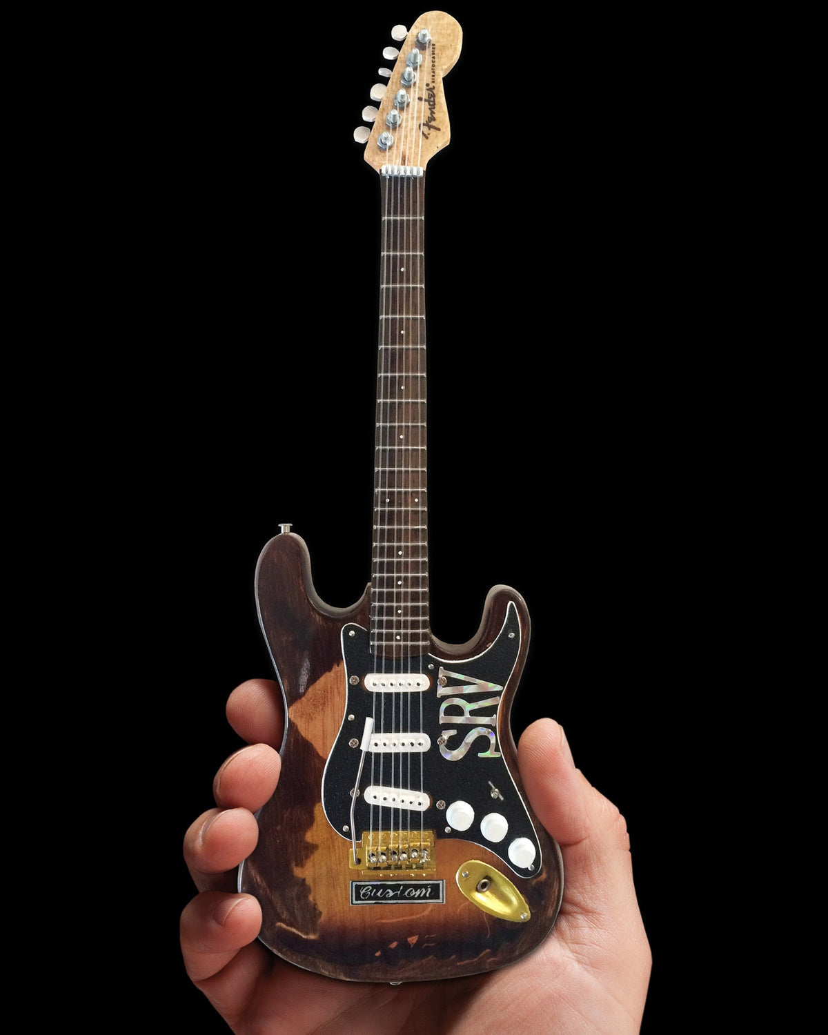 OFFICIAL STEVIE RAY VAUGHAN DISTRESSED SRV CUSTOM MINI FENDER' STRAT' GUITAR REPLICA