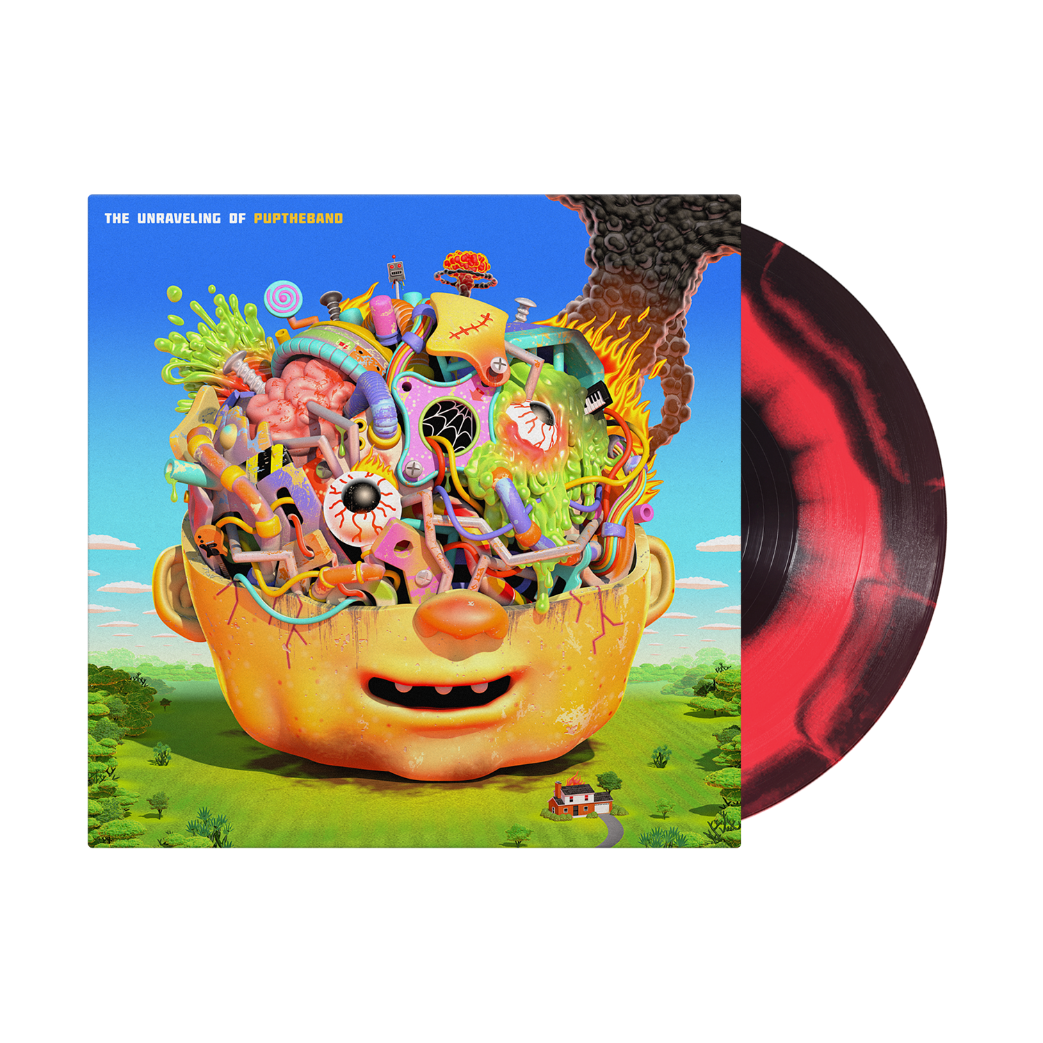 PUP 'THE UNRAVELING OF PUPTHEBAND' LP - NEON CORAL/BLACK/SMUSH