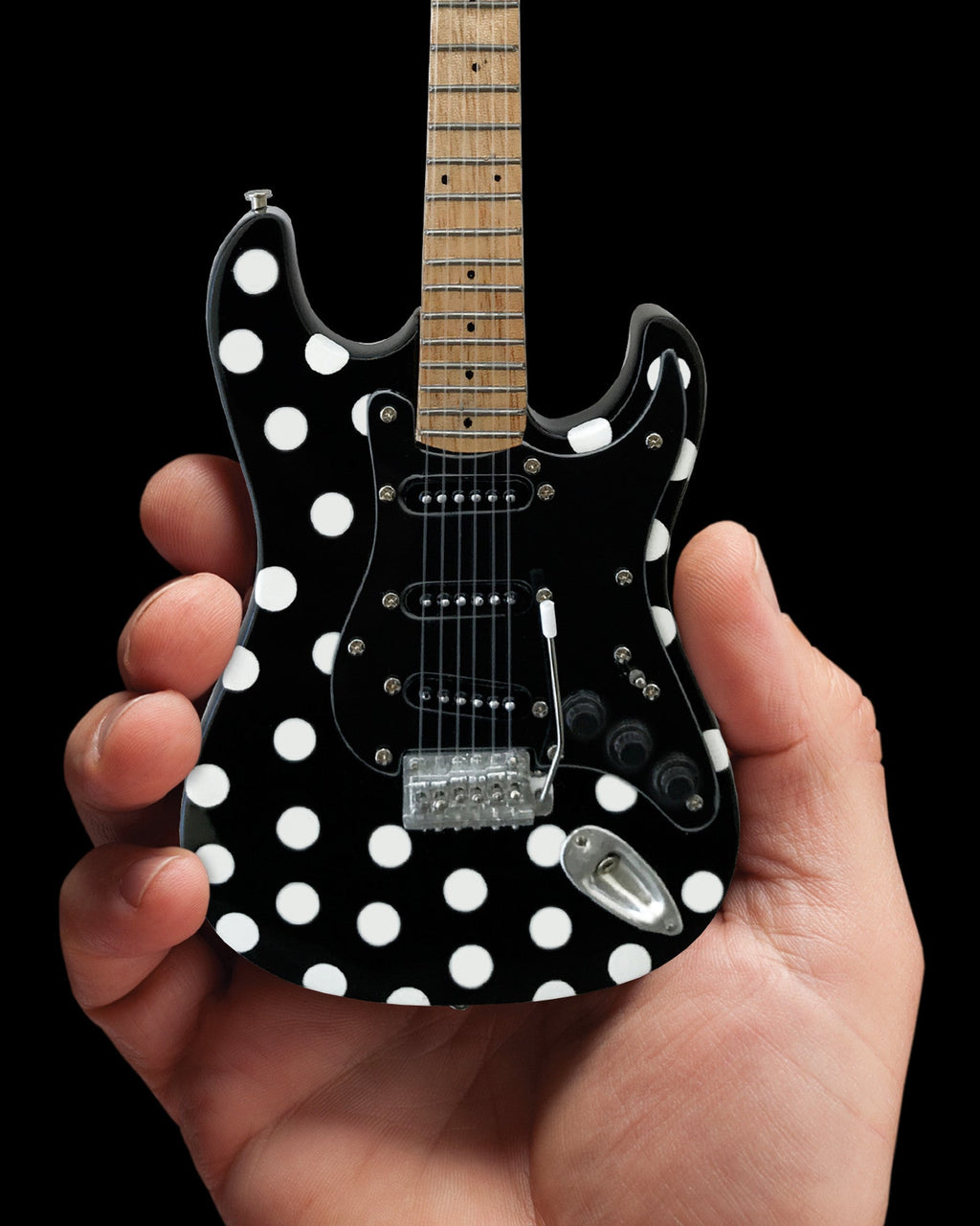 OFFICIALLY LICENSED BUDDY GUY MINIATURE FENDER' STRAT' WITH POLKA-DOT FINISH GUITAR REPLICA