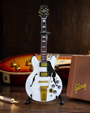 RUSH - ALEX LIFESON - GIBSON ES-355 ALPINE WHITE MINI GUITAR MODEL