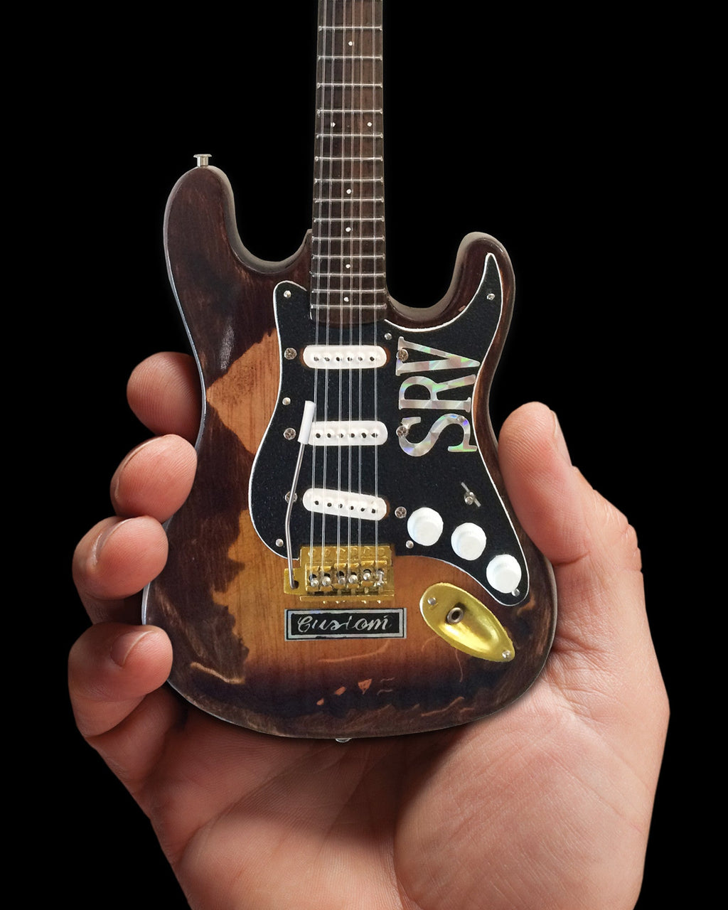OFFICIAL STEVIE RAY VAUGHAN DISTRESSED SRV CUSTOM MINI FENDER' STRAT' GUITAR REPLICA