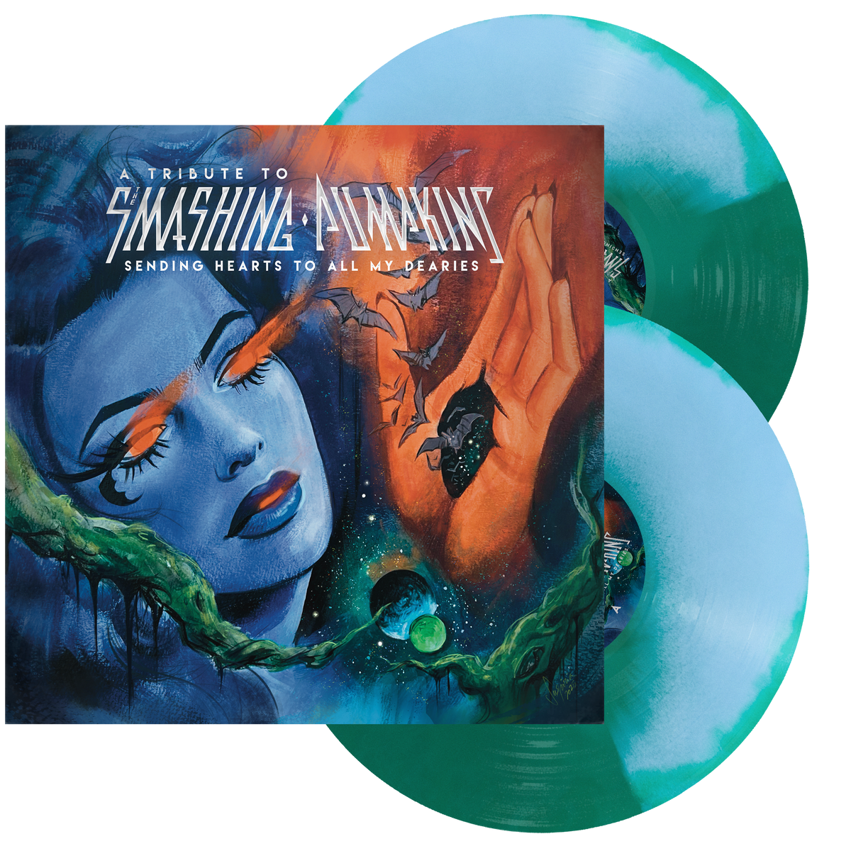VARIOUS ARTISTS 'SENDING HEARTS TO ALL MY DEARIES: A TRIBUTE TO THE SMASHING PUMPKINS' 2LP (Baby Blue & Green A-Side/B-Side Vinyl)