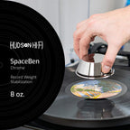 HUDSON HI-FI: SPACEBEN CHROME RECORD WEIGHT STABILIZER WITH PROTECTIVE LEATHER PAD