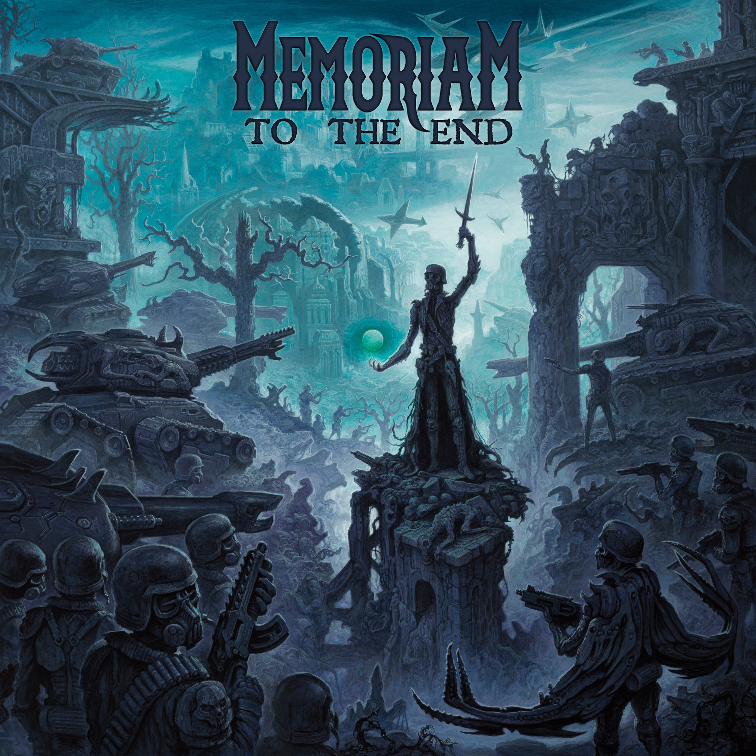 MEMORIAM 'TO THE END' LP - TRANSPARENT MINT/BLACK SPLATTER