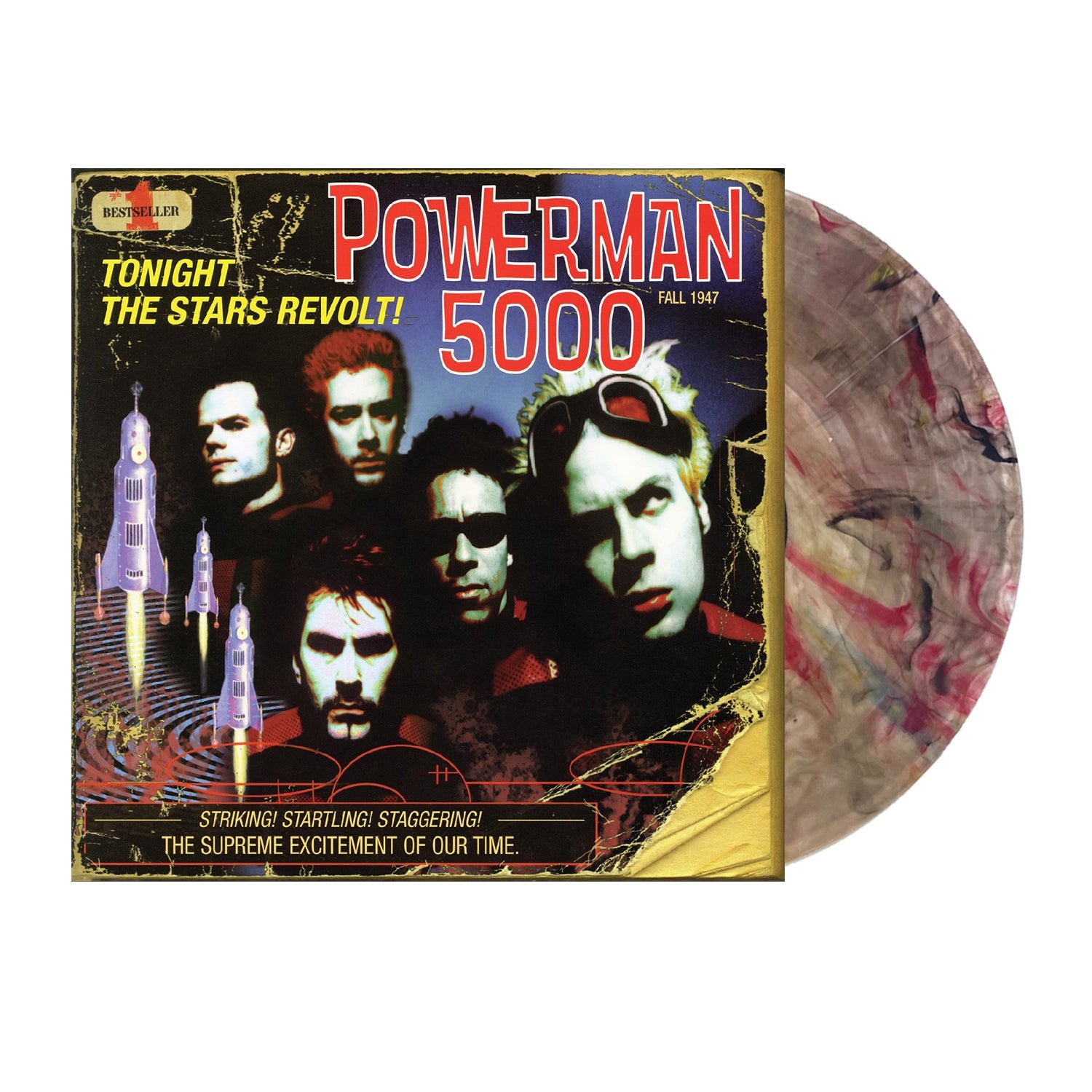 POWERMAN 5000 ‘TONIGHT THE STARS REVOLT!’ LP - EXCLUSIVE -  LTD. 500 - TRANSPARENT JUNGLE SWIRL
