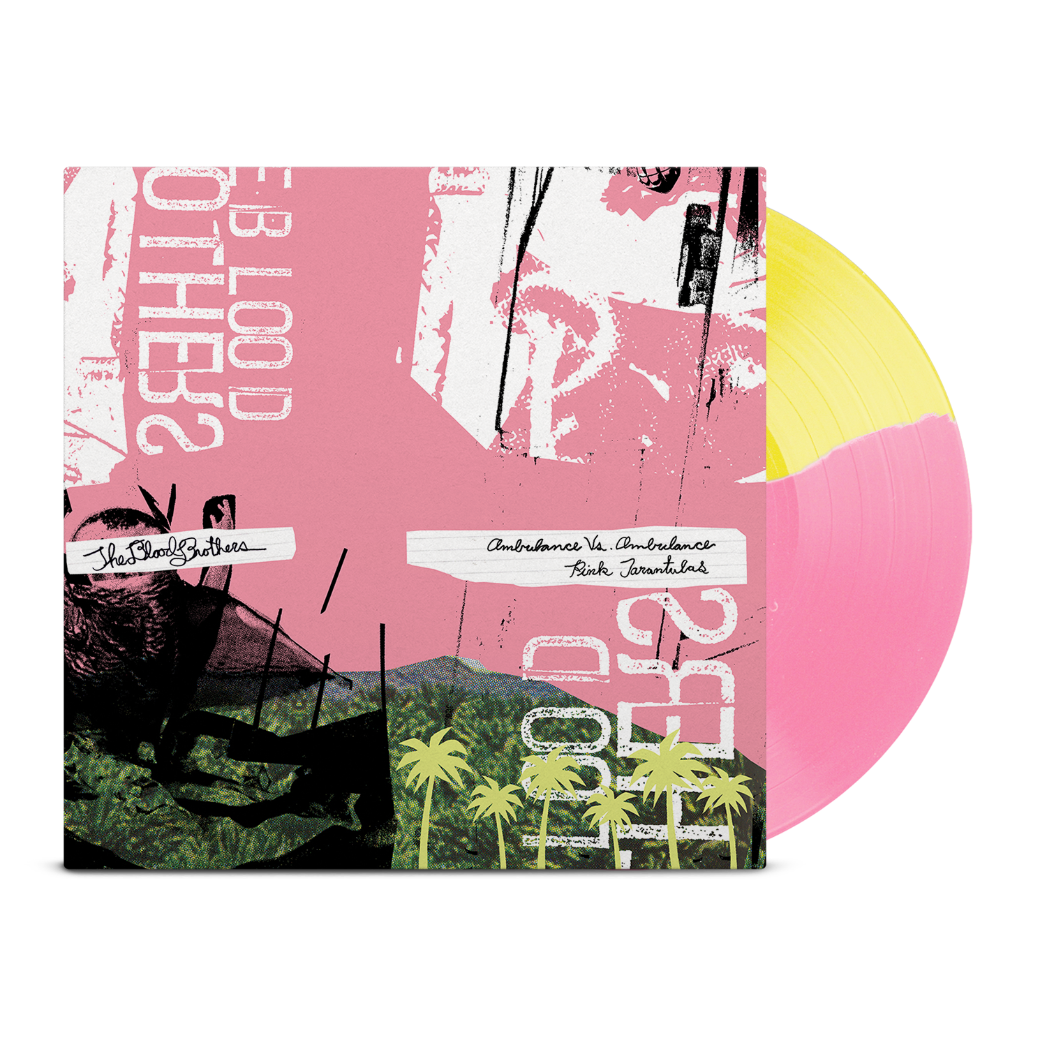 THE BLOOD BROTHERS ‘BURN, PIANO ISLAND, BURN’ DELUXE COLLECTOR'S EDITION LP + 7" - EXCLUSIVE - LTD. 500 - OPAQUE YELLOW/OPAQUE PINK