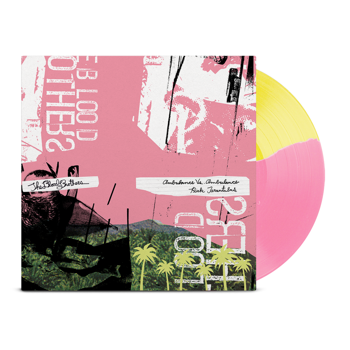 THE BLOOD BROTHERS ‘BURN, PIANO ISLAND, BURN’ DELUXE COLLECTOR'S EDITION LP + 7" - EXCLUSIVE - LTD. 500 - OPAQUE YELLOW/OPAQUE PINK