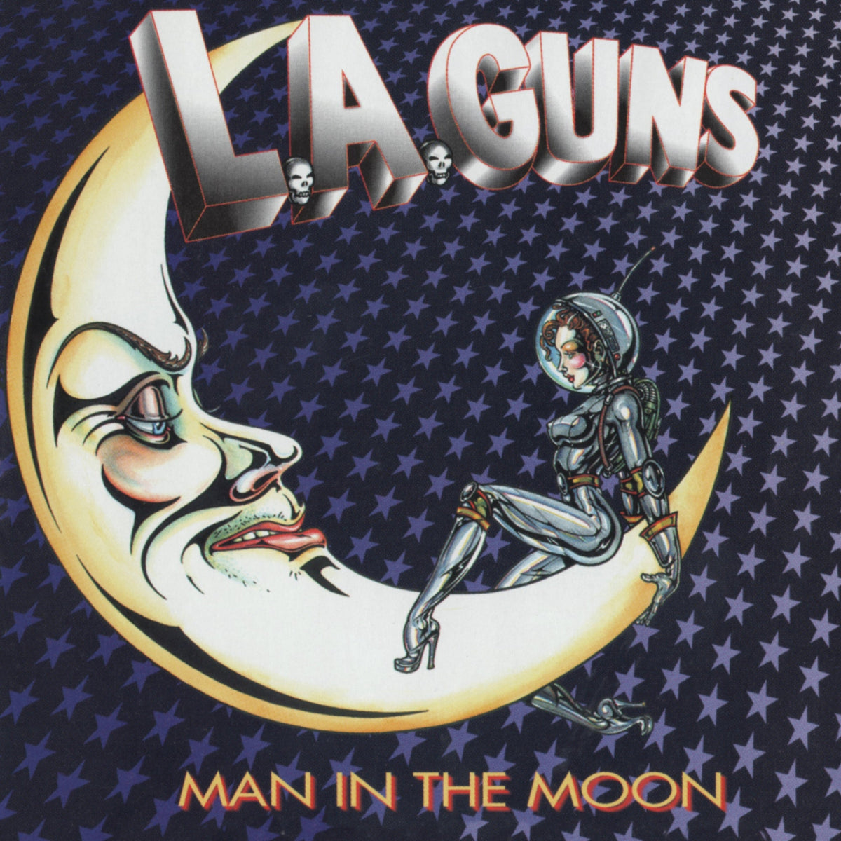 L.A. GUNS 'MAN IN THE MOON' 25TH ANNIVERSARY LP - SOLAR FLARE HAND POURED EFFECT