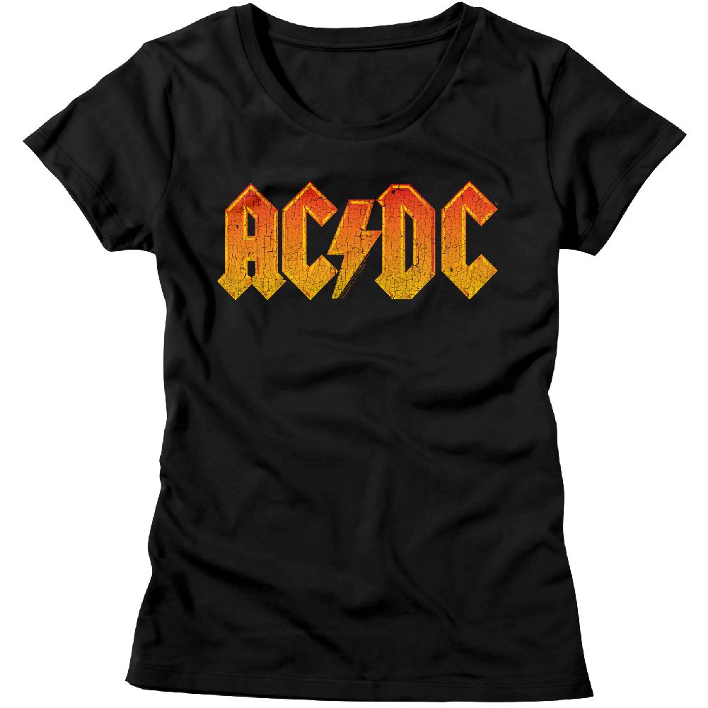 AC/DC - DISTRESSED ORANGE LADIES SHIRT
