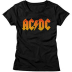 AC/DC - DISTRESSED ORANGE LADIES SHIRT