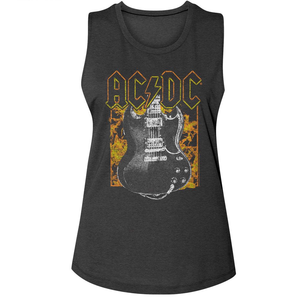 AC/DC - FIRE AND GUITAR LADIES SHIRT