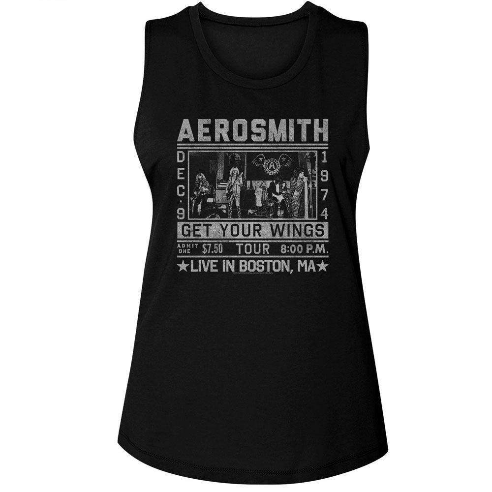 AEROSMITH - WINGS TOUR 74 LADIES SHIRT