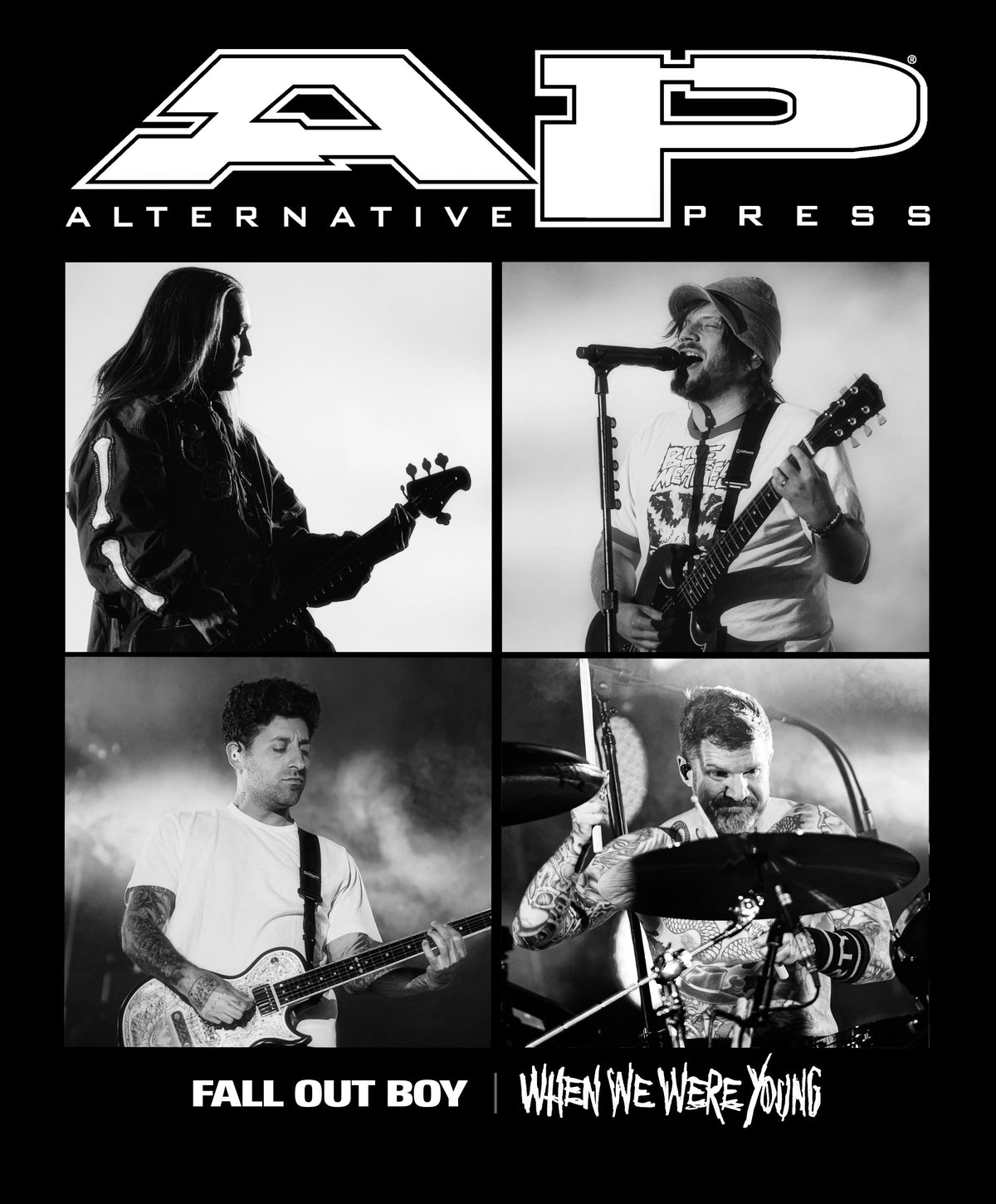 ALTERNATIVE PRESS WINTER 2024 ISSUE FEATURING WHEN WE WERE YOUNG W/ FALL OUT BOY + 'SPIKED SKULL LINEUP' T-SHIRT