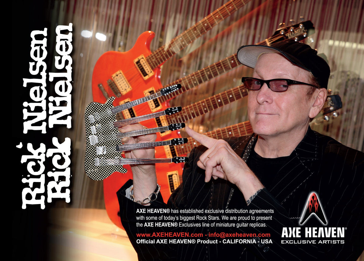 RICK NIELSEN' FIVE-NECK CHECKERED MINI GUITAR REPLICA COLLECTIBLE - OFFICIALLY LICENSED