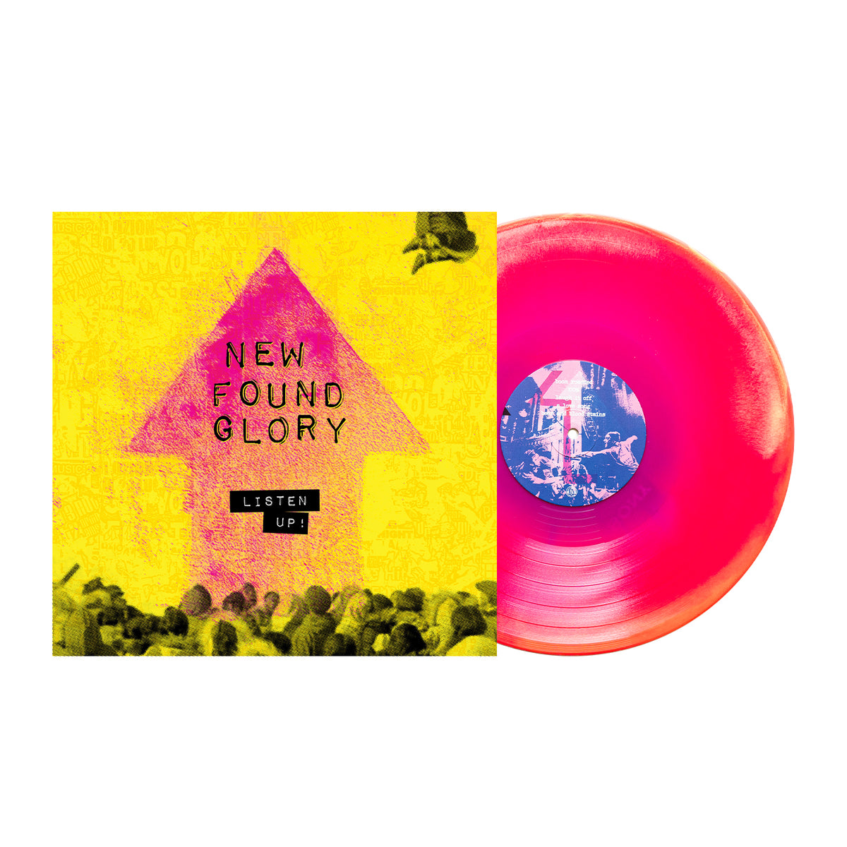 NEW FOUND GLORY 'LISTEN UP!' LP - EXCLUSIVE - LTD. 400 - NEON VIOLET/MAGENTA/YELLOW