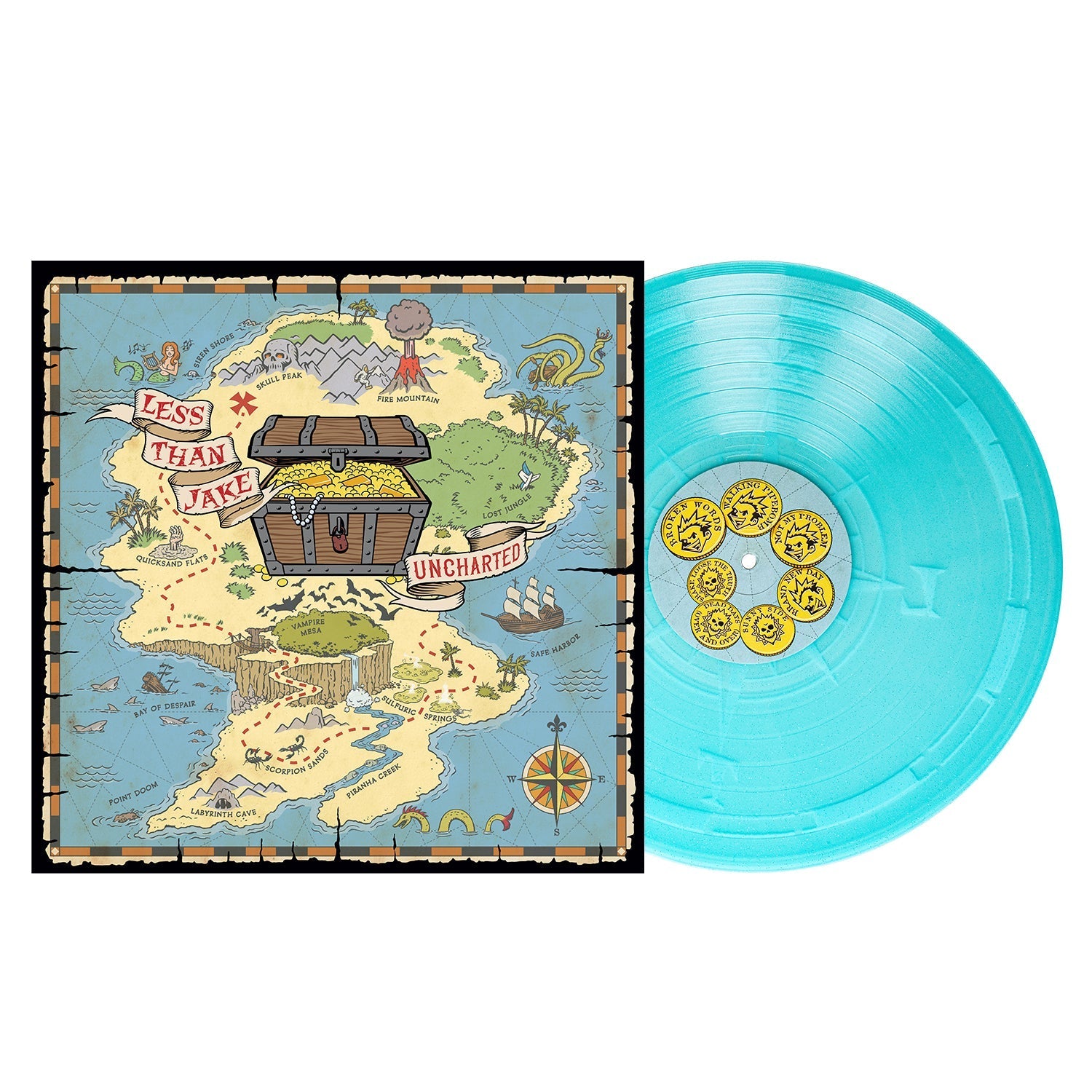 LESS THAN JAKE 'UNCHARTED' EP - EXCLUSIVE - LTD. 250 - ELECTRIC BLUE GLITTER/SCREENPRINT