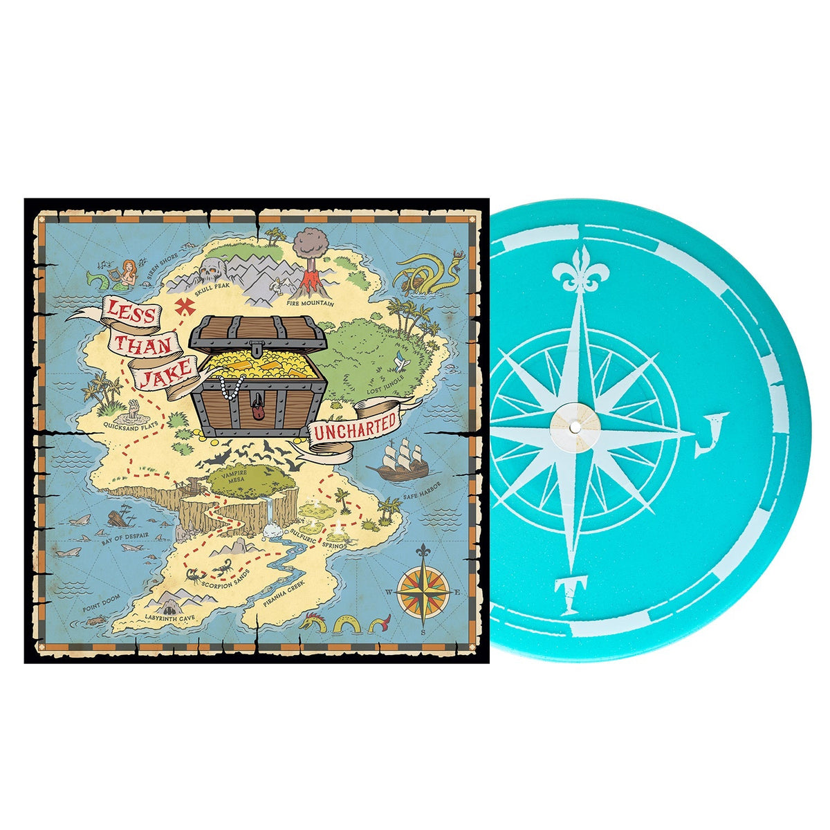 LESS THAN JAKE 'UNCHARTED' EP - EXCLUSIVE - LTD. 250 - ELECTRIC BLUE GLITTER/SCREENPRINT