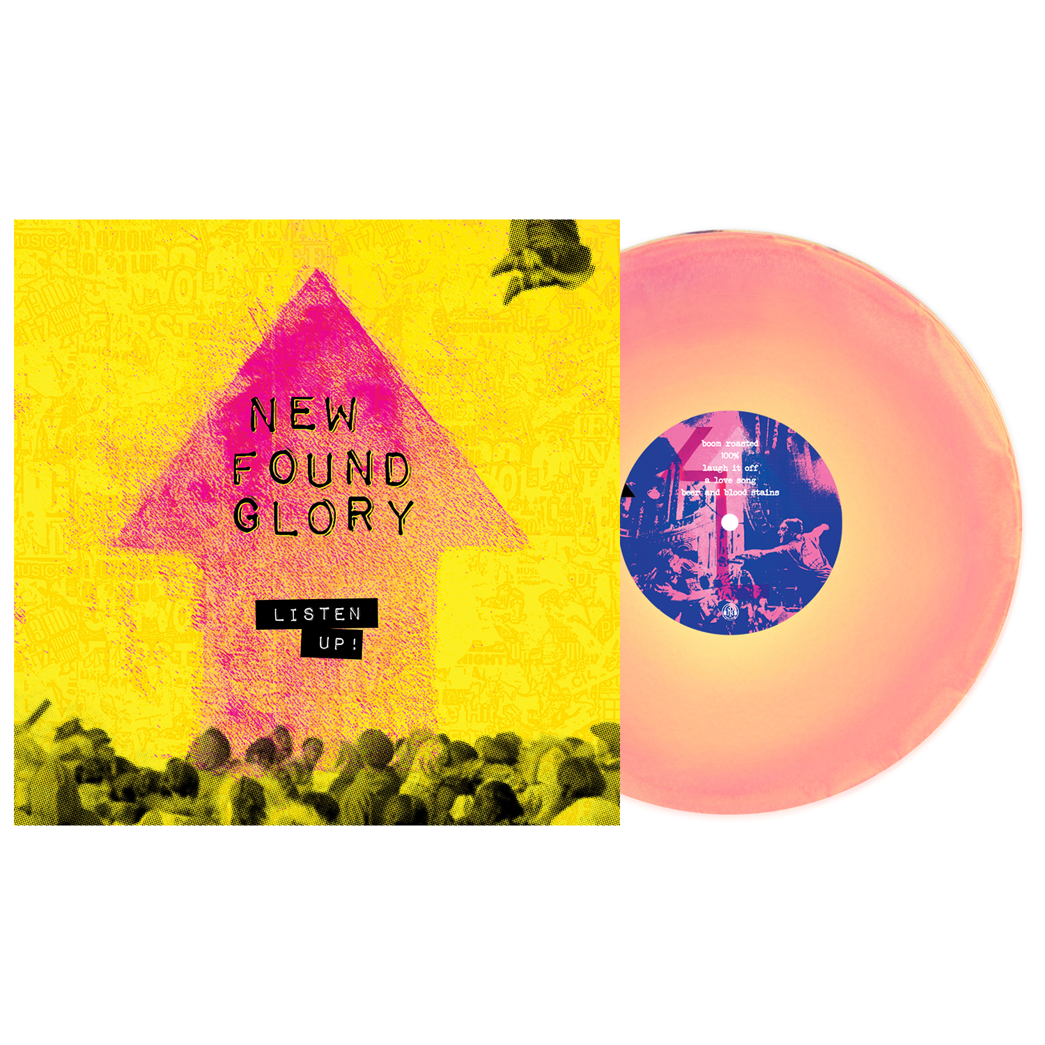 NEW FOUND GLORY ‘LISTEN UP!’ LP - EXCLUSIVE - LTD. 400 - NEON VIOLET/MAGENTA/YELLOW