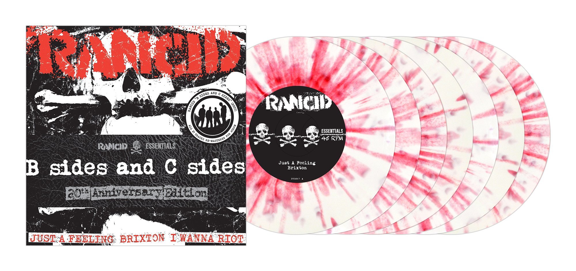 RANCID 'B-SIDES AND C-SIDES' 7x7" SINGLES - WHITE/RED/SPLATTER