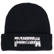 PANTERA EMBROIDERED LOGO 3XL1 RIBBED BLACK ACRYLIC KNIT HAT