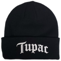 TUPAC 3D EMBROIDERED 1X1 RIBBED BLACK ACRYLIC KNIT HAT
