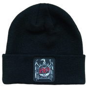 SLAYER EAGLE PATCH 1X1 RIBBED BLACK ACRYLIC KNIT HAT