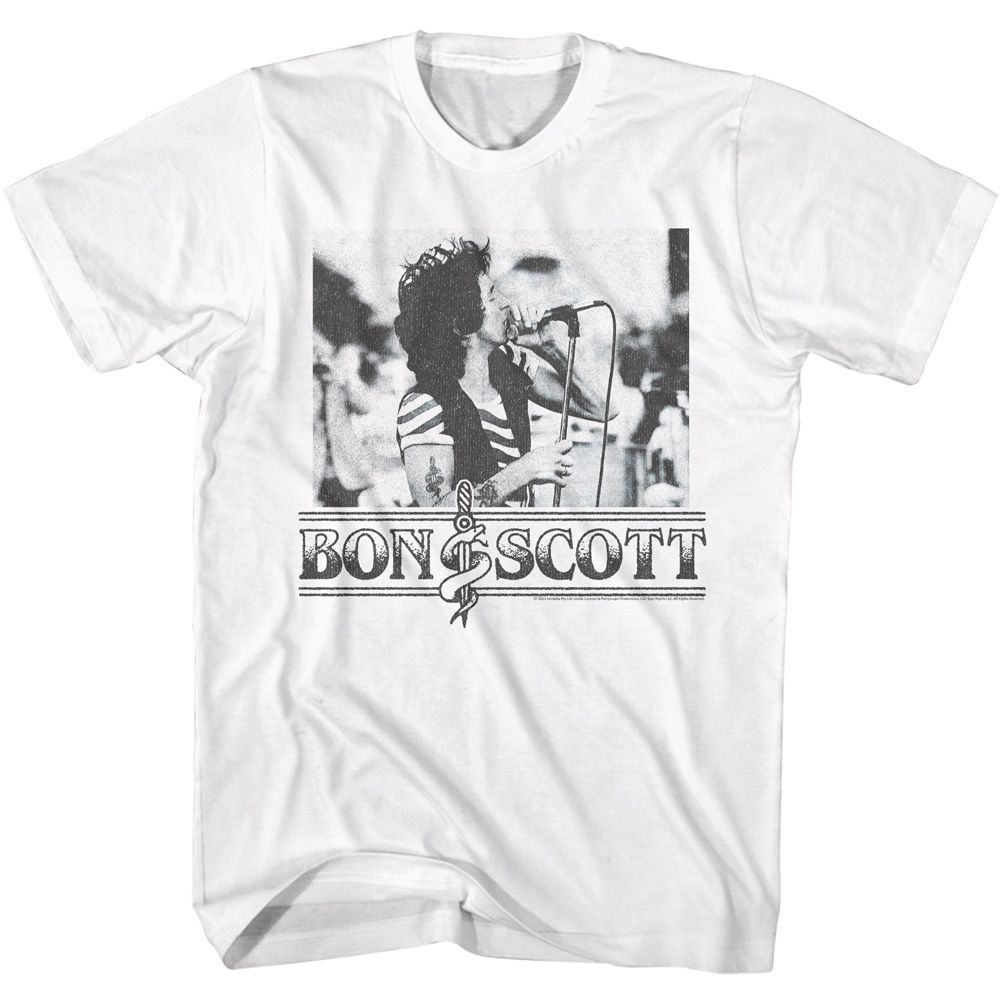 BON SCOTT - SINGING WITH MICROPHONE SHIRT