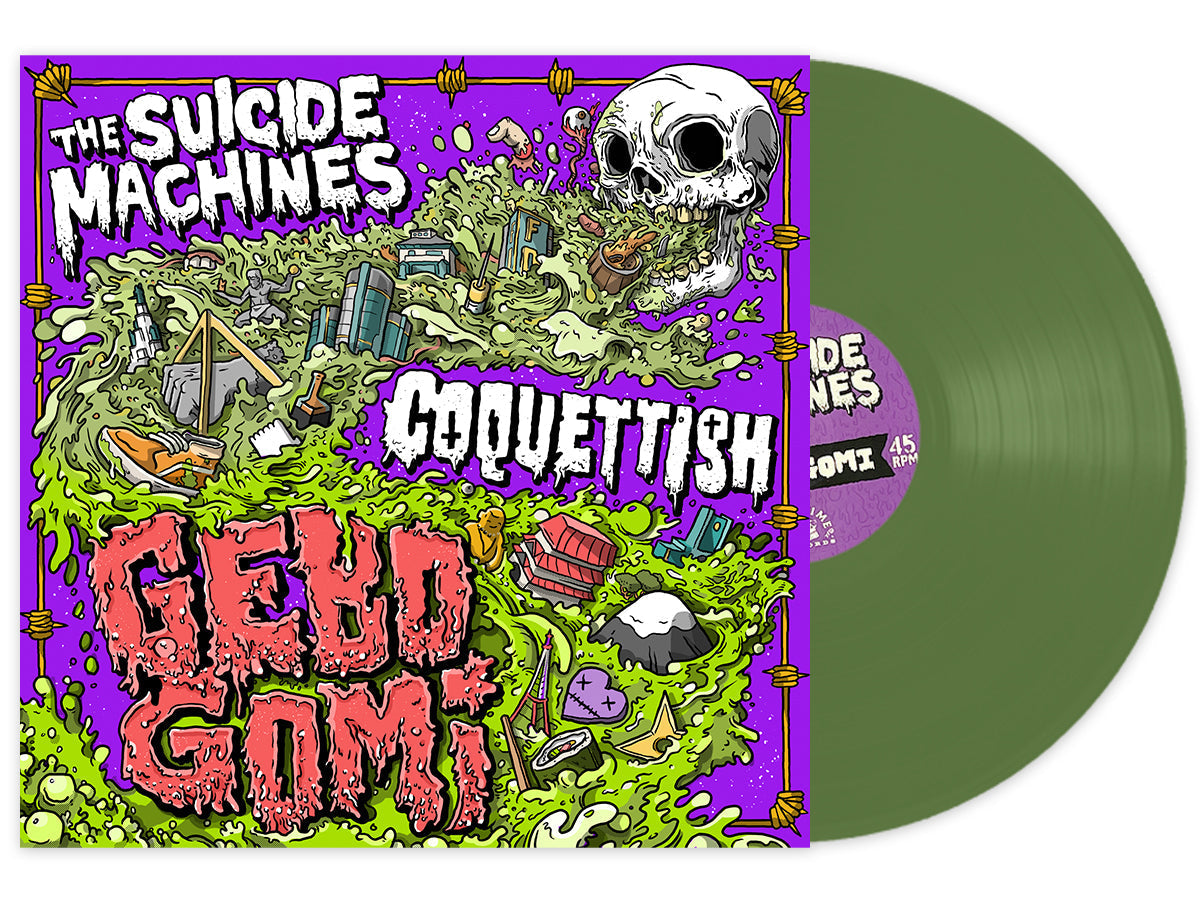 SUICIDE MACHINES/COQUETTISH ‘GEBO GOMI’ LP - EXCLUSIVE - LTD. 100 - GREEN SPLIT