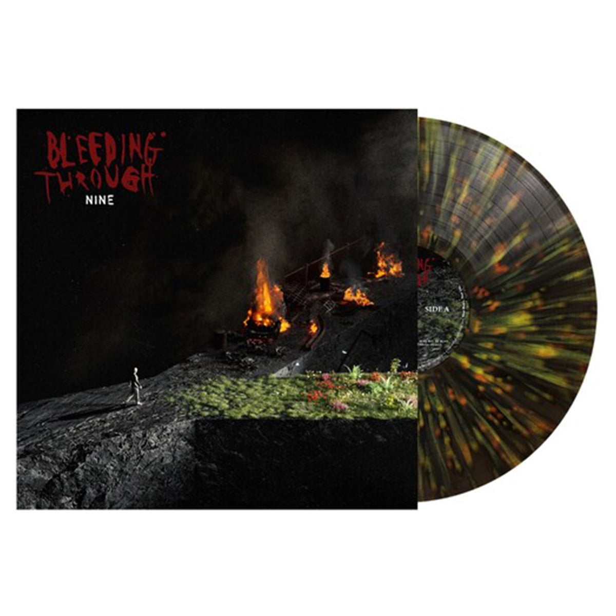 Bleeding Through Nine Forest Green Orange and Yellow Splatter Vinyl