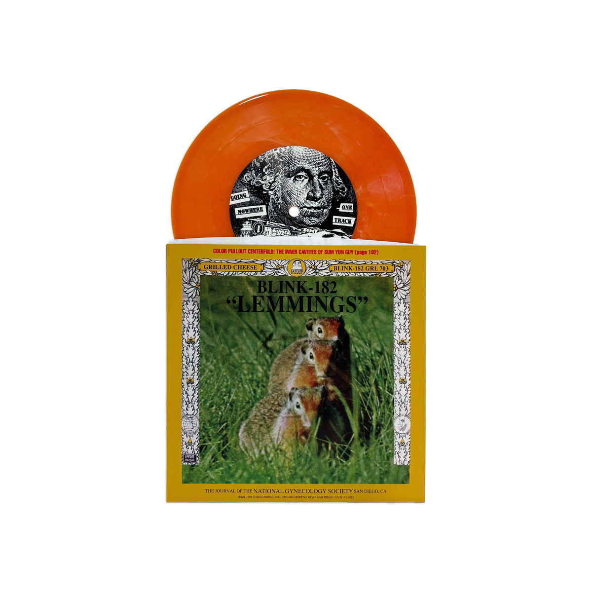 BLINK 182/SWINDLE 'LEMMINGS SPLIT' 7" - EXCLUSIVE - LTD. 250 - ORANGE SWIRL