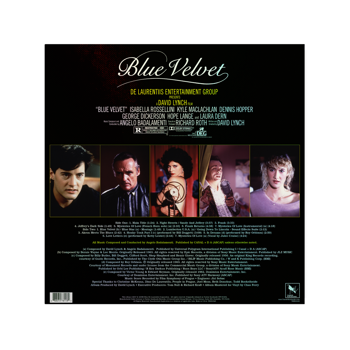 ANGELO BADALAMENTI 'BLUE VELVET SOUNDTRACK' 40TH ANNIVERSARY LP (Exclusive – Limited to 500, Half Silver Gray/Half Royal Blue Vinyl)