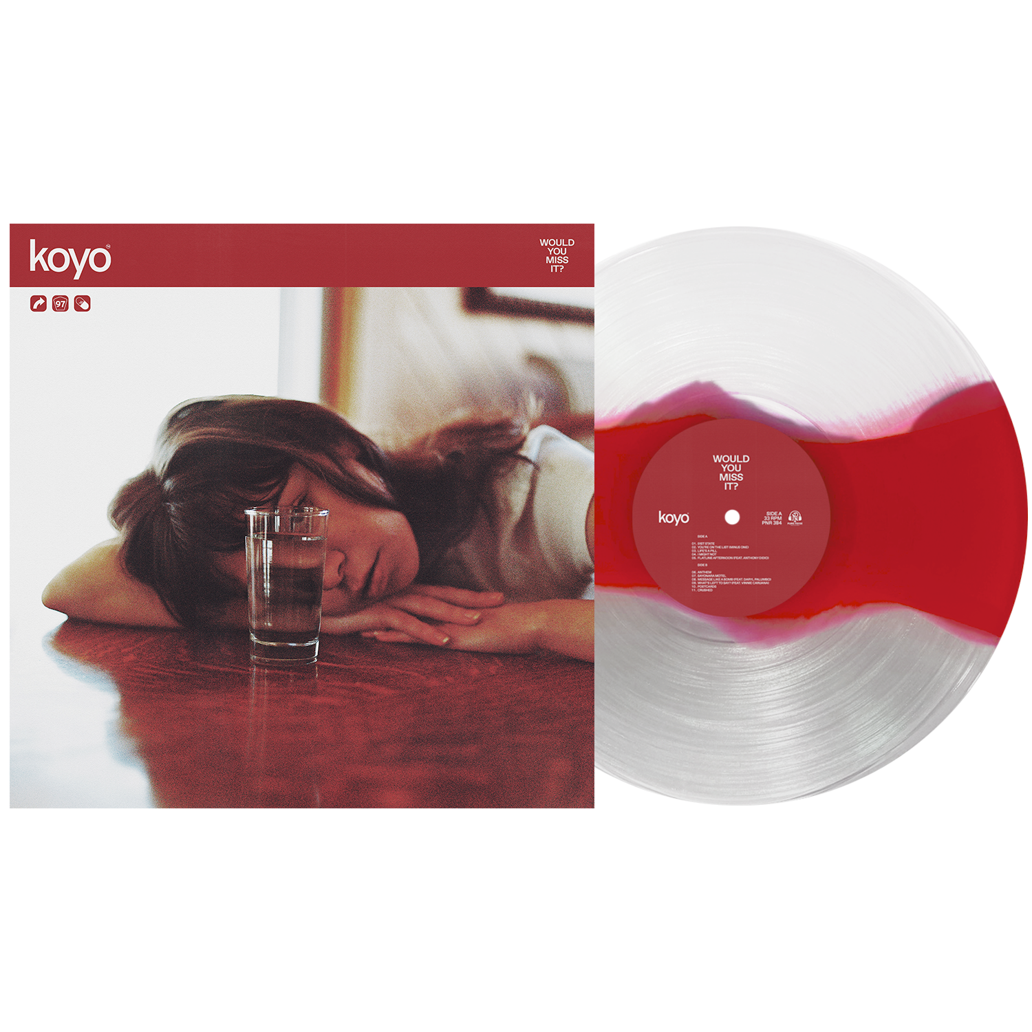 KOYO ‘WOULD YOU MISS IT?’ LP - EXCLUSIVE - LTD. 250 - WHITE/MAROON/CLEAR/TRISTRIPE