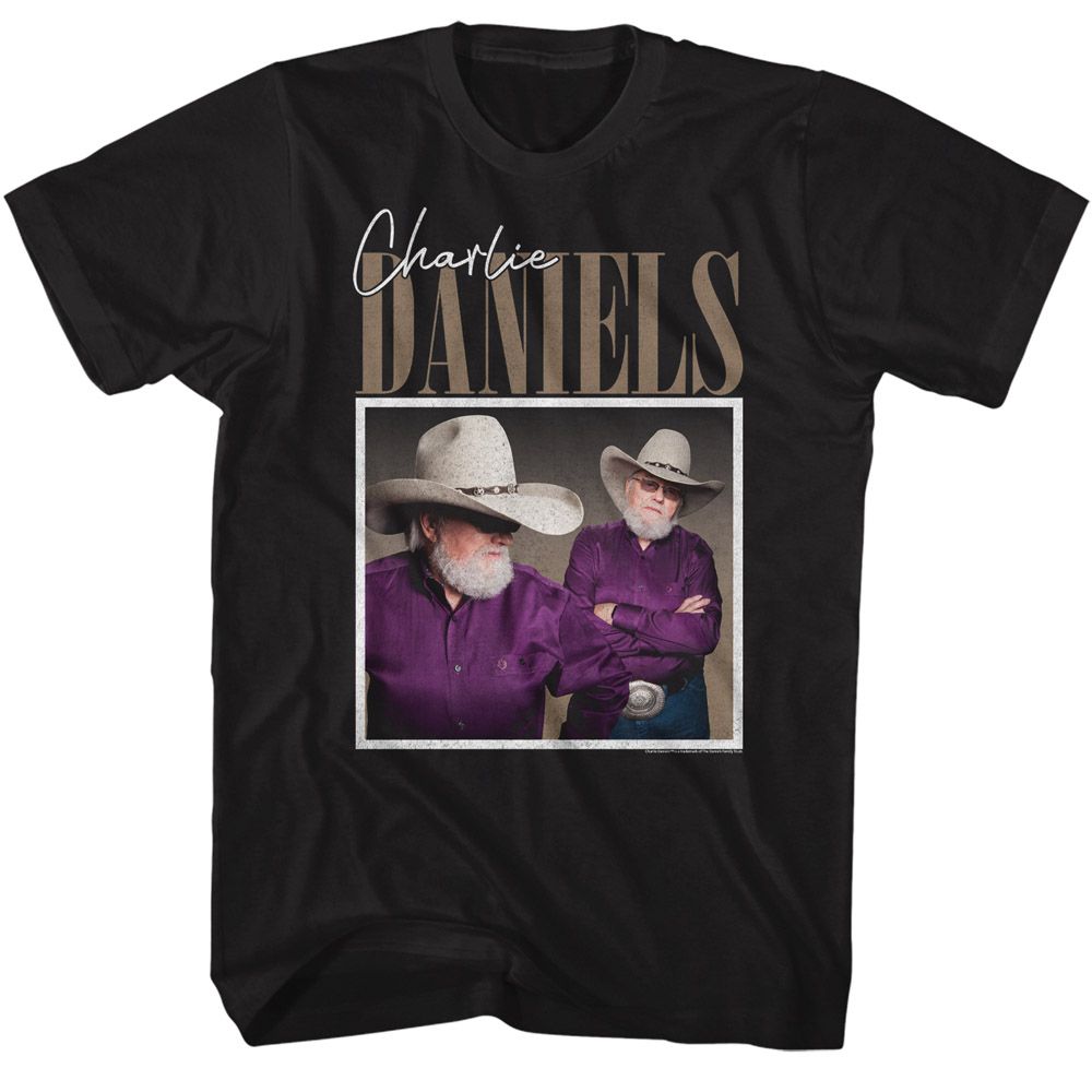 CHARLIE DANIELS BAND - CDB TWO PHOTOS OF CHARLIE SHIRT