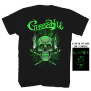 CYPRESS HILL GLOW IN THE DARK GANJA SKULL BLACK T-SHIRT