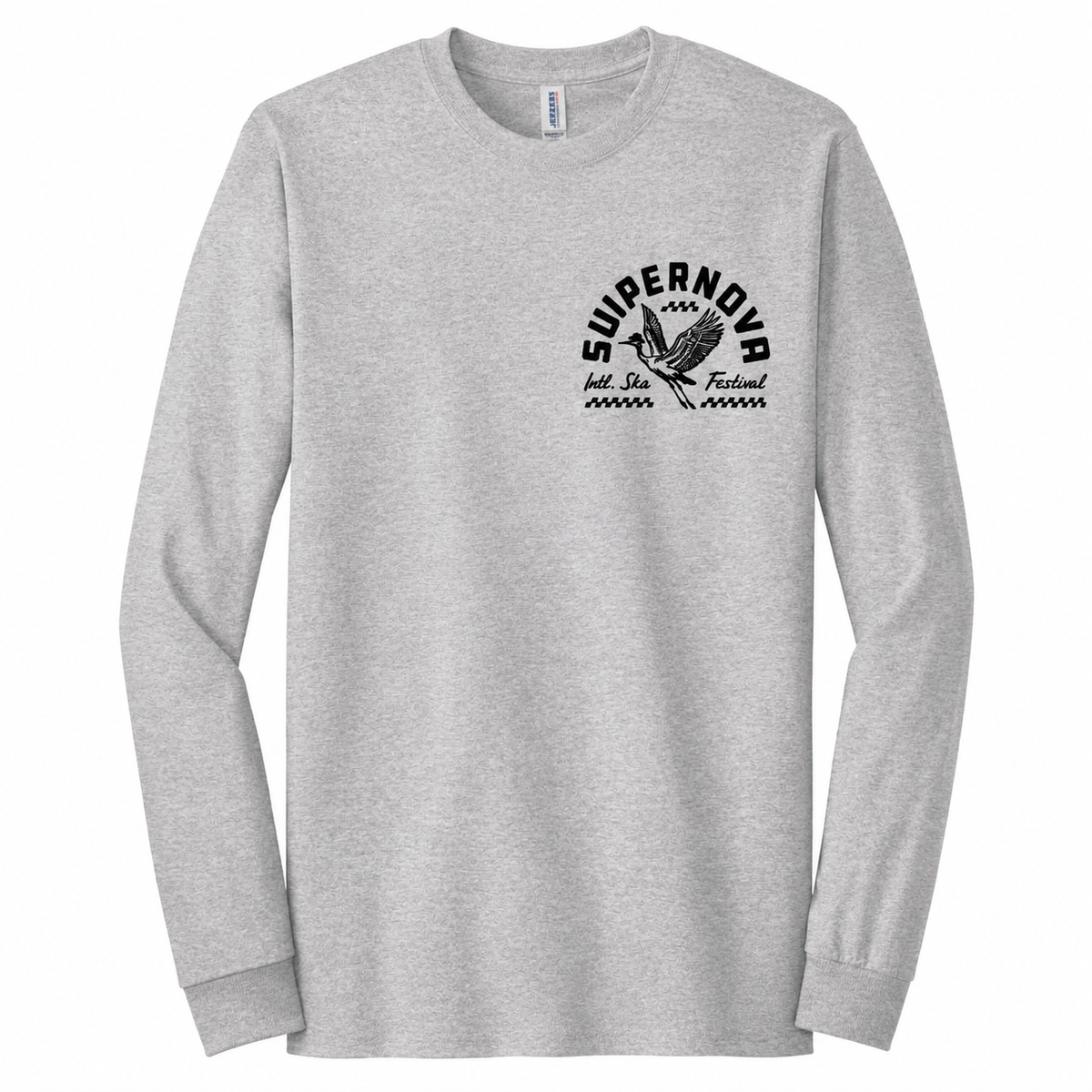 Supernova Great Heron Long Sleeve Light Grey Tee with Line-Up
