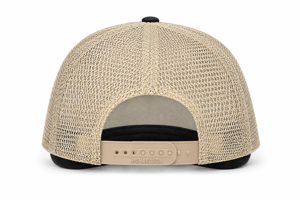 SUPERNOVA FONT TRUCKER CAP - RICHARDSON • BLACK-KHAKI